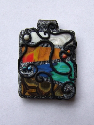 pendant with wrought iron setting
