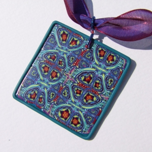 floral polymer clay pendant