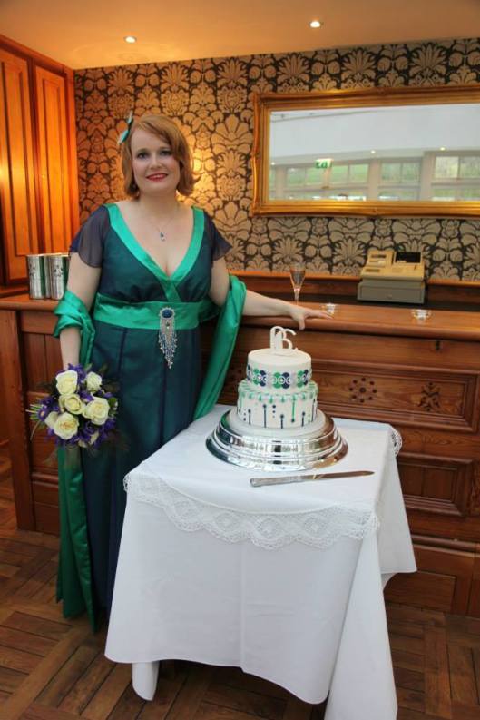 Bride with wedding cake
