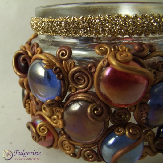 Glass and polymer clay lantern detail