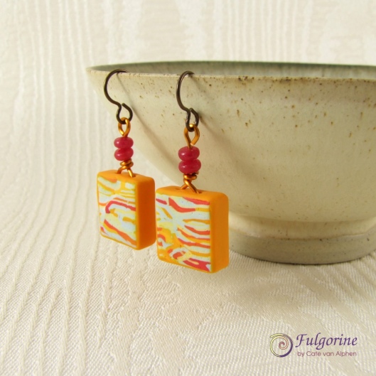Sunset square earrings by Cate van Alphen