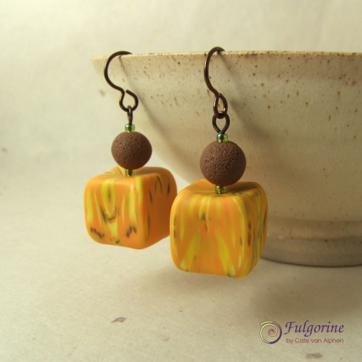 Yellow bead earrings by Cate van Alphen